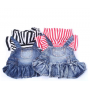 Deinim Dog Dress Coat Striped&Pocket Design Pet Puppy Jacket Spring/Autumn Clothing Apparel
