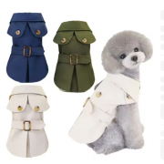 British Style Dog Coat Jacket Short Sleeve Pet Clothes Kahai Green Dog Trench For Small Dogs Yorkie Chiwawa Clothing Apparel XXL