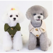 British Style Dog Coat Jacket Short Sleeve Pet Clothes Kahai Green Dog Trench For Small Dogs Yorkie Chiwawa Clothing Apparel XXL