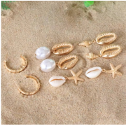 Bohemia Shell Starfish Dangle Earring set For Women Summer Beach Pearl Conch Drop Geometric Earring Girls Fashion Jewelry