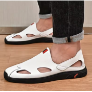 Men's Closed-Toe Sandals 2024 Summer Breathable Outdoor Casual Slip-On Shoes - Soft Sole Beach Shoes