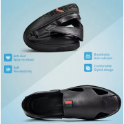 Men's Closed-Toe Sandals 2024 Summer Breathable Outdoor Casual Slip-On Shoes - Soft Sole Beach Shoes