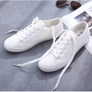 Unisex White Canvas Shoes Casual Summer Vulcanized Shoes Lace-up Students Cloth Shoe Women's Flats Sneakers Women Board Shoes